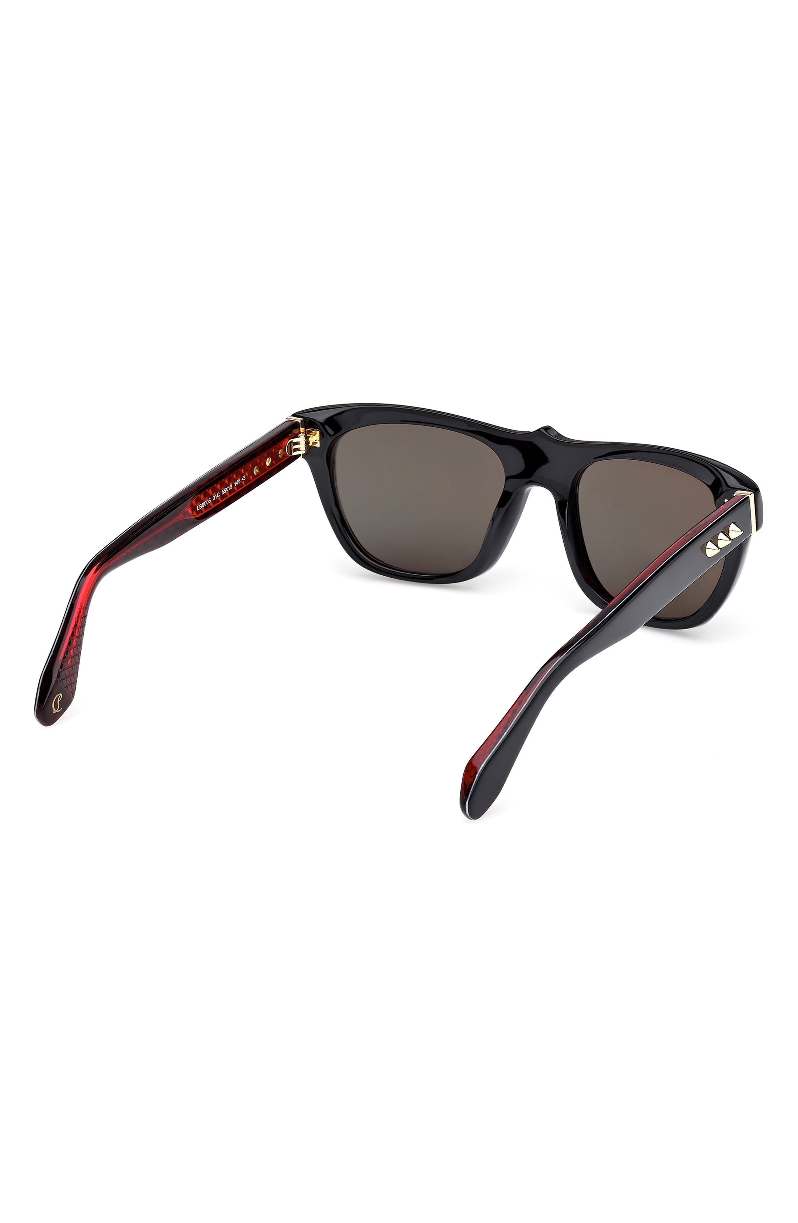 Christian Louboutin Georges 55mm Square Sunglasses in Black/Gold/Zeiss Smoke/Red at Nordstrom - 5