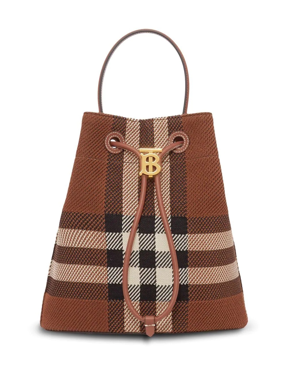 TB checked knitted bucket bag - 1