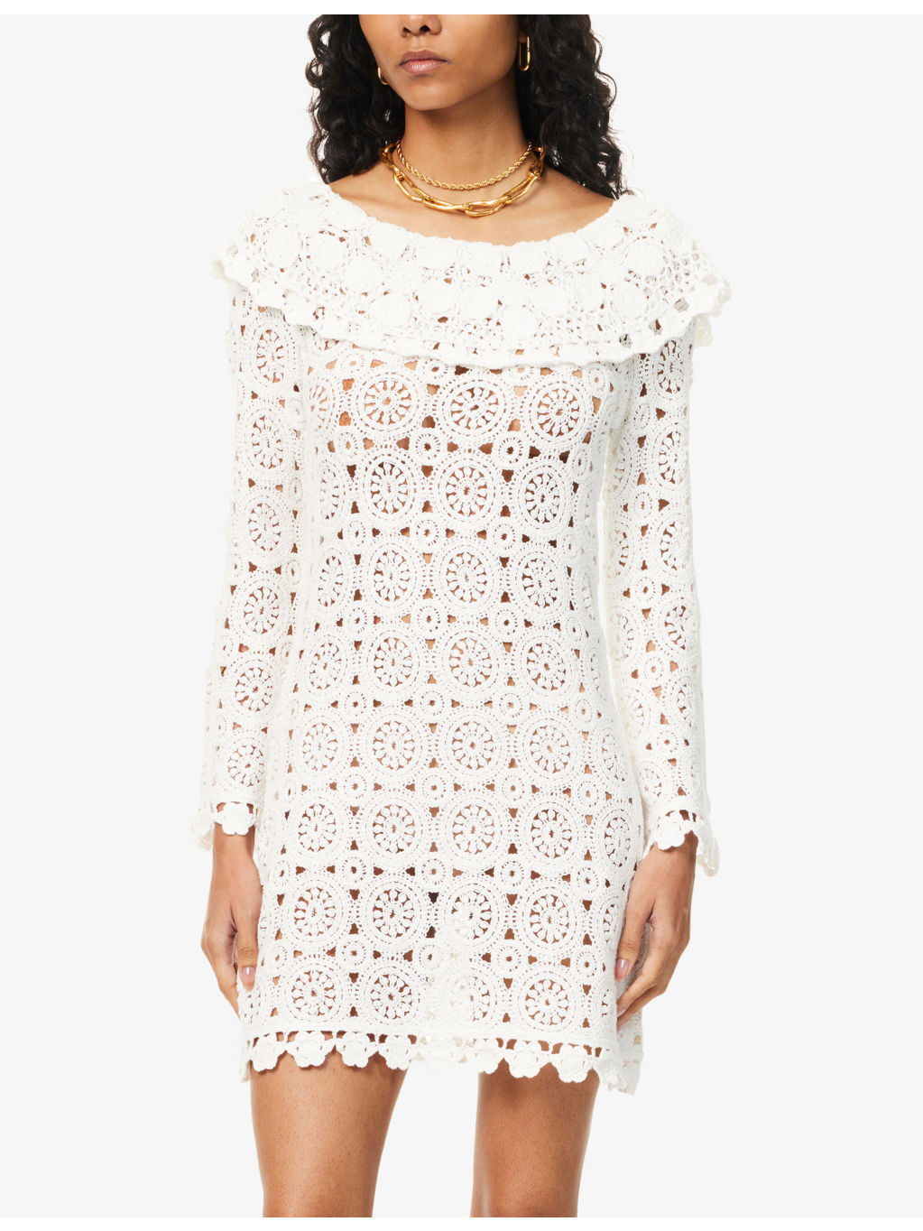 Envalira Cotton-Crochet Mini Dress - 3