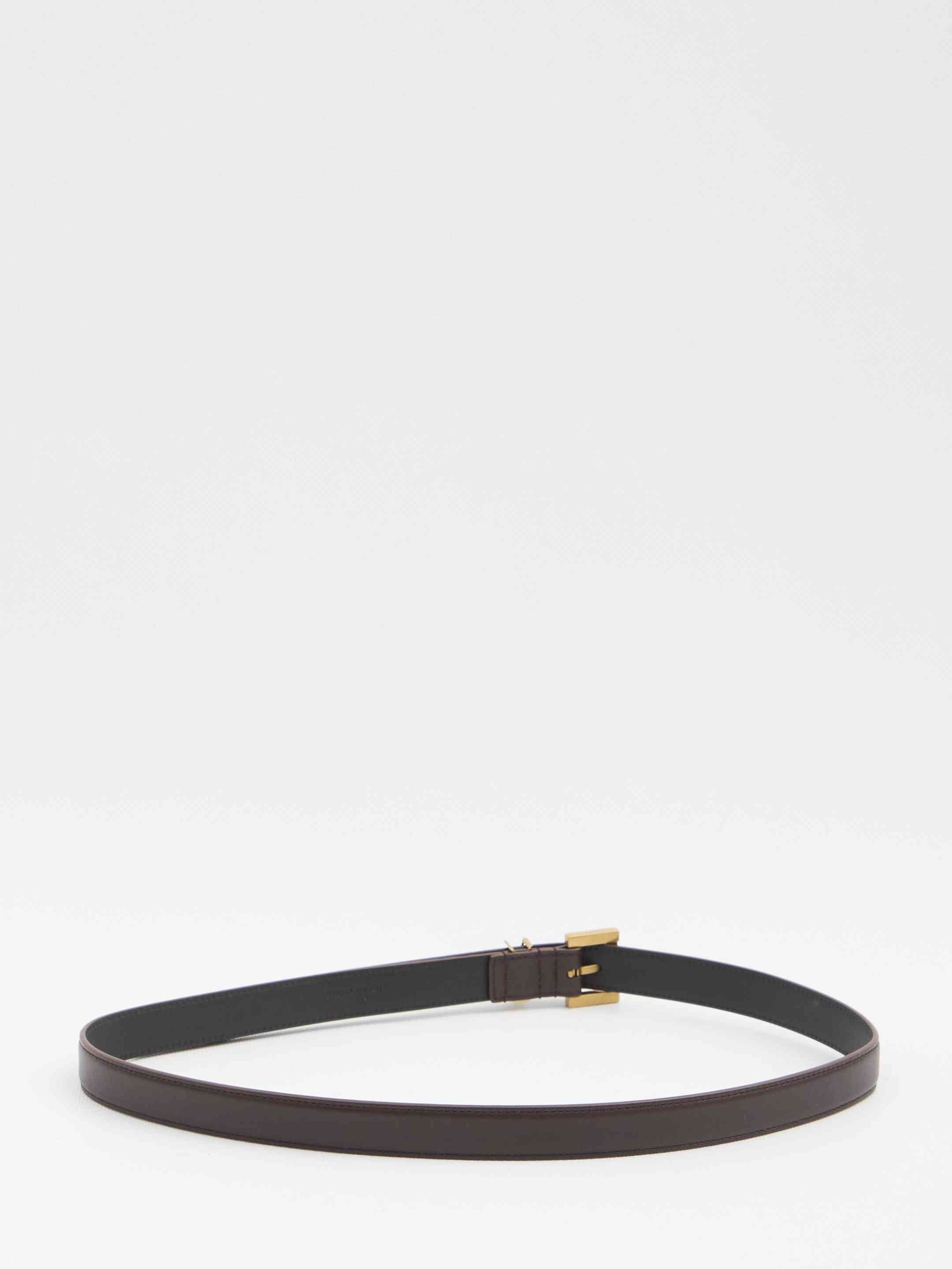 Saint Laurent Women Slim Cassandre Belt With Square Buckle - 2