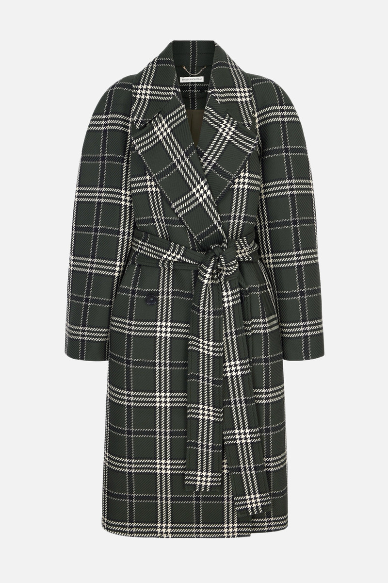 Lilabet Coat In Military Green Shetland Tartan 1