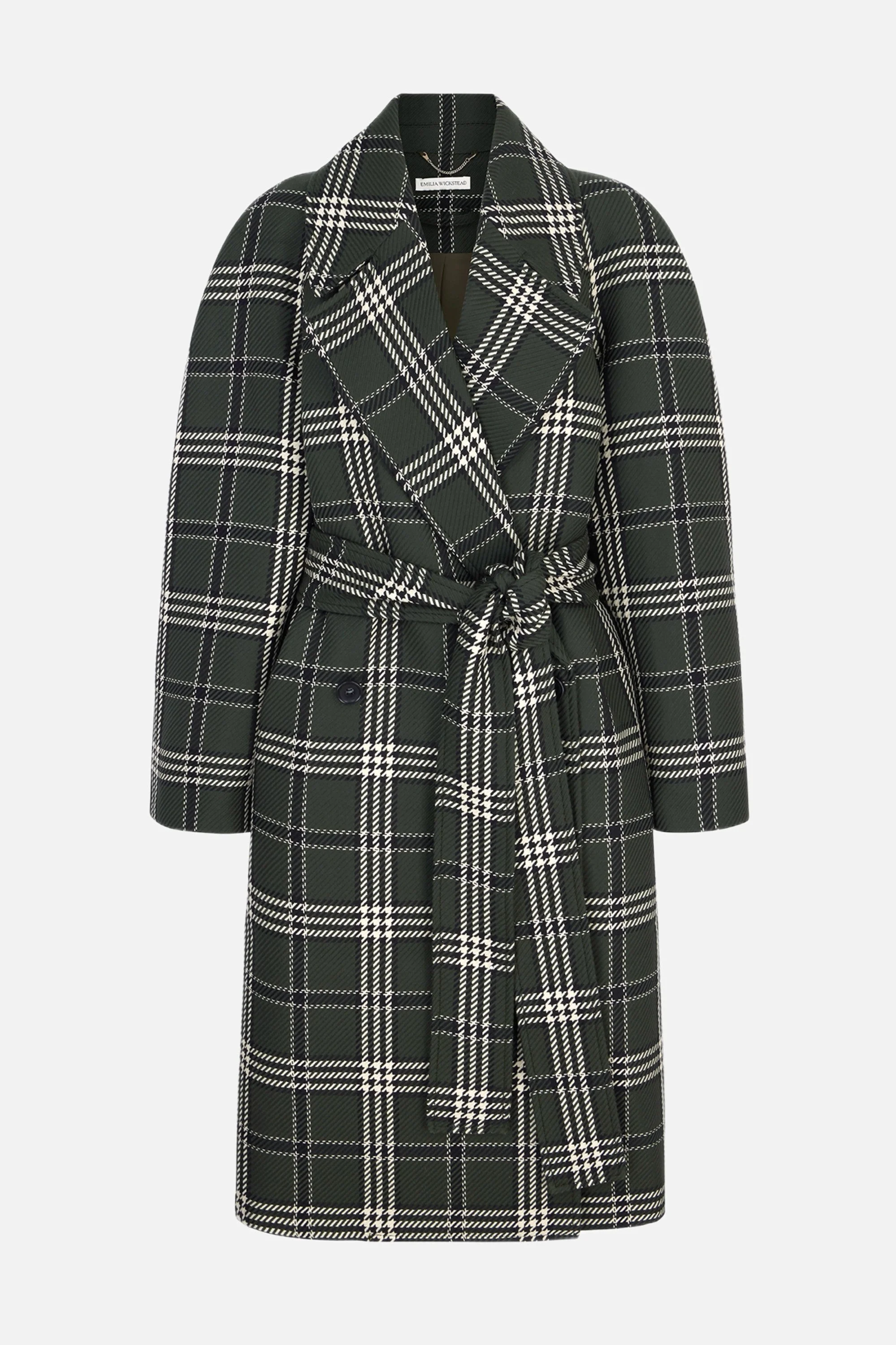 Lilabet Coat In Military Green Shetland Tartan - 1