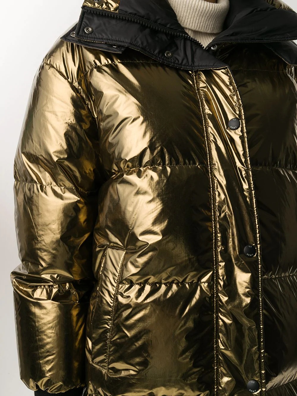 reversible longline metallic puffer coat - 5