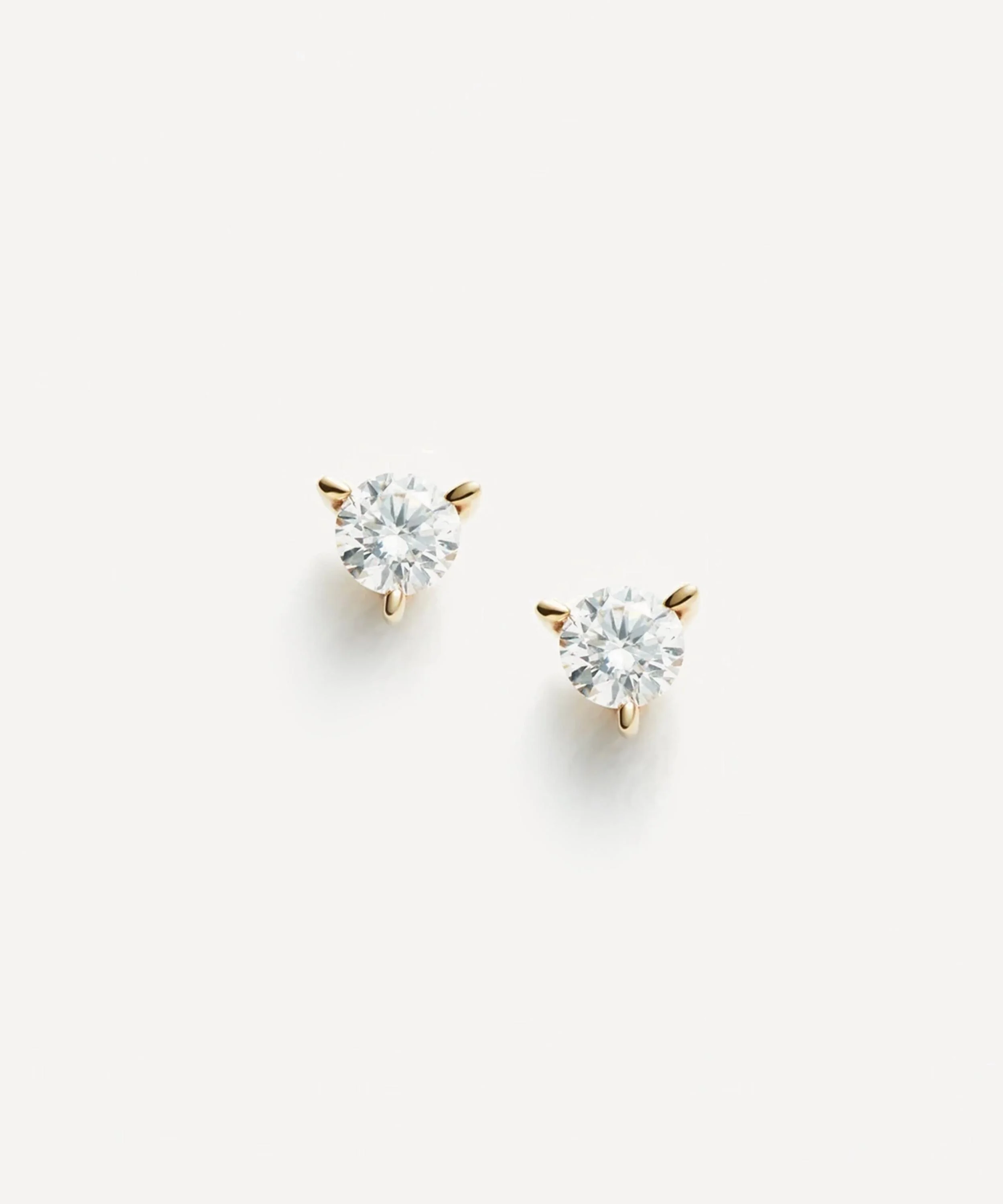 14ct Gold Fine Small Solitaire Diamond Stud Earrings - 1