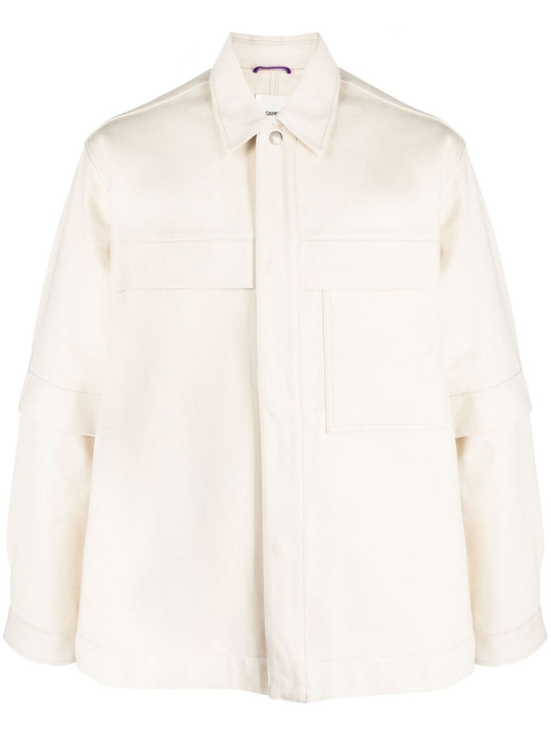 short-sleeve overlay cotton shirt jacket 1