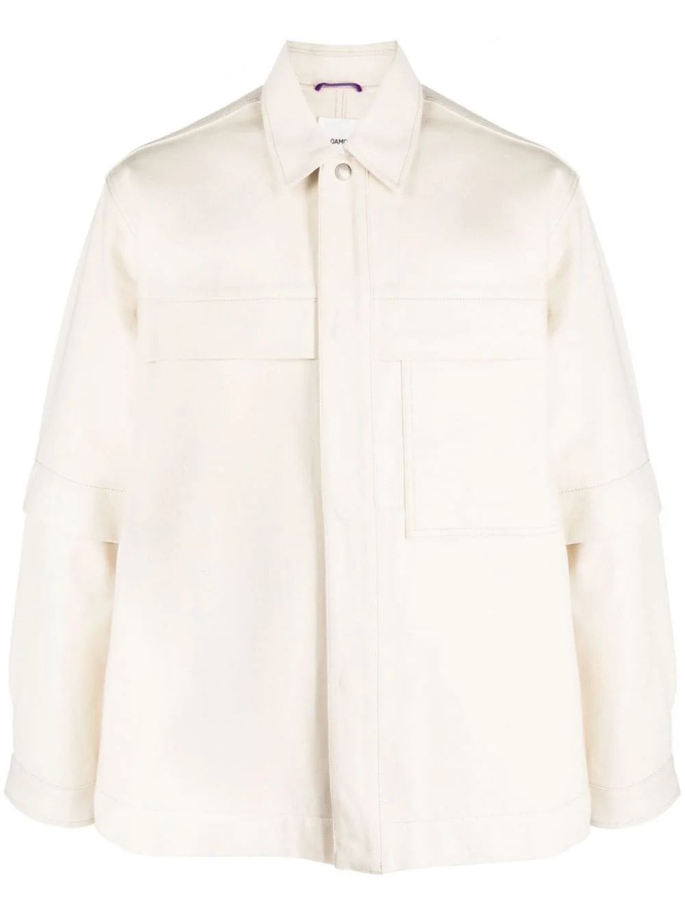 short-sleeve overlay cotton shirt jacket - 1