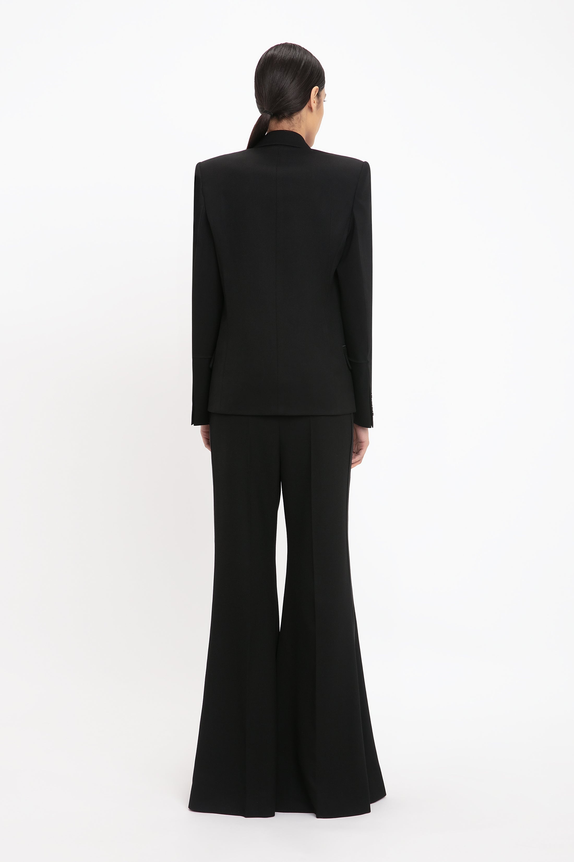 Wide Leg Tux Kick Trouser In Black - 4