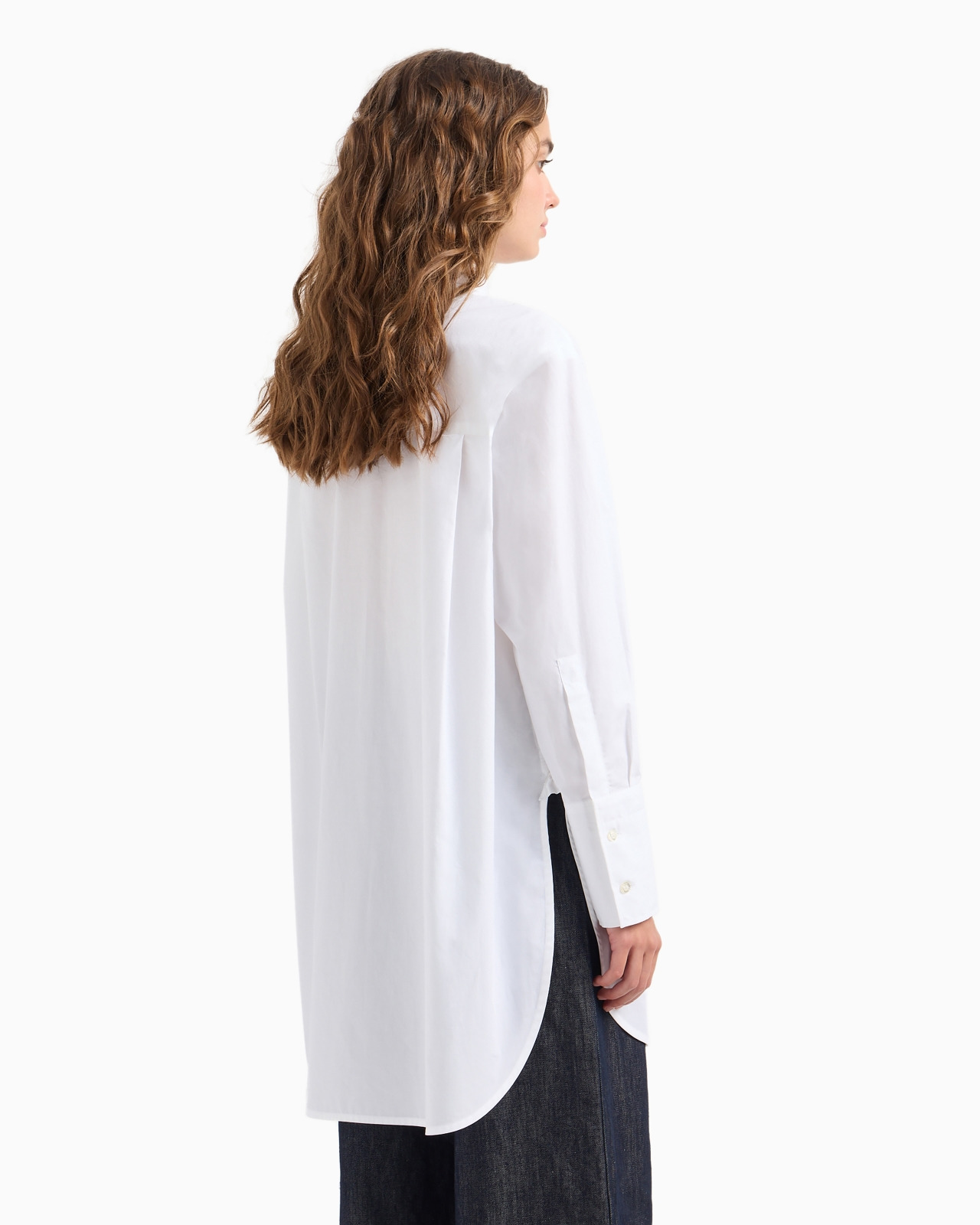 Oversized cotton shirt with plastron - 3