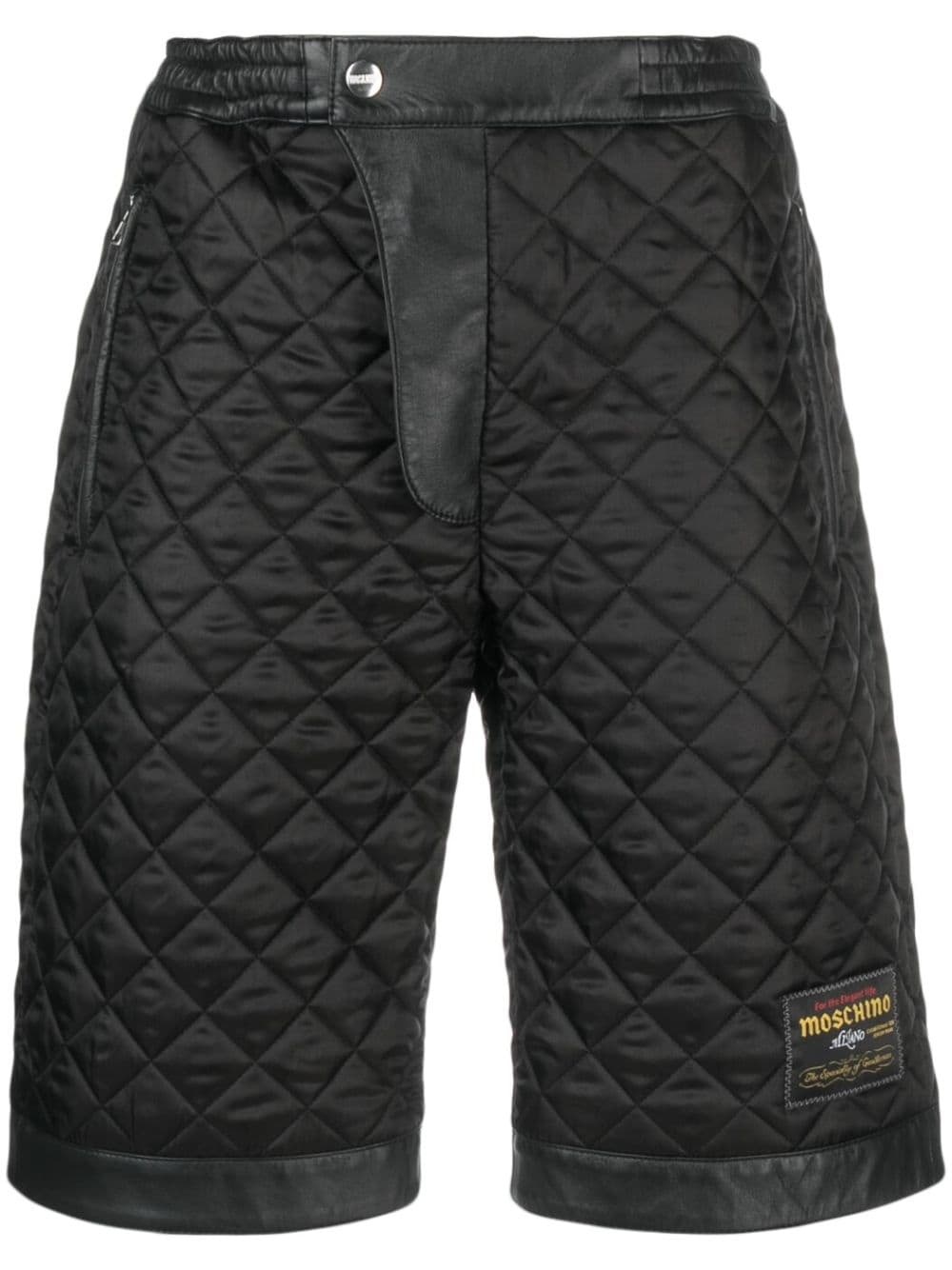 logo-patch diamond-quilted shorts - 1