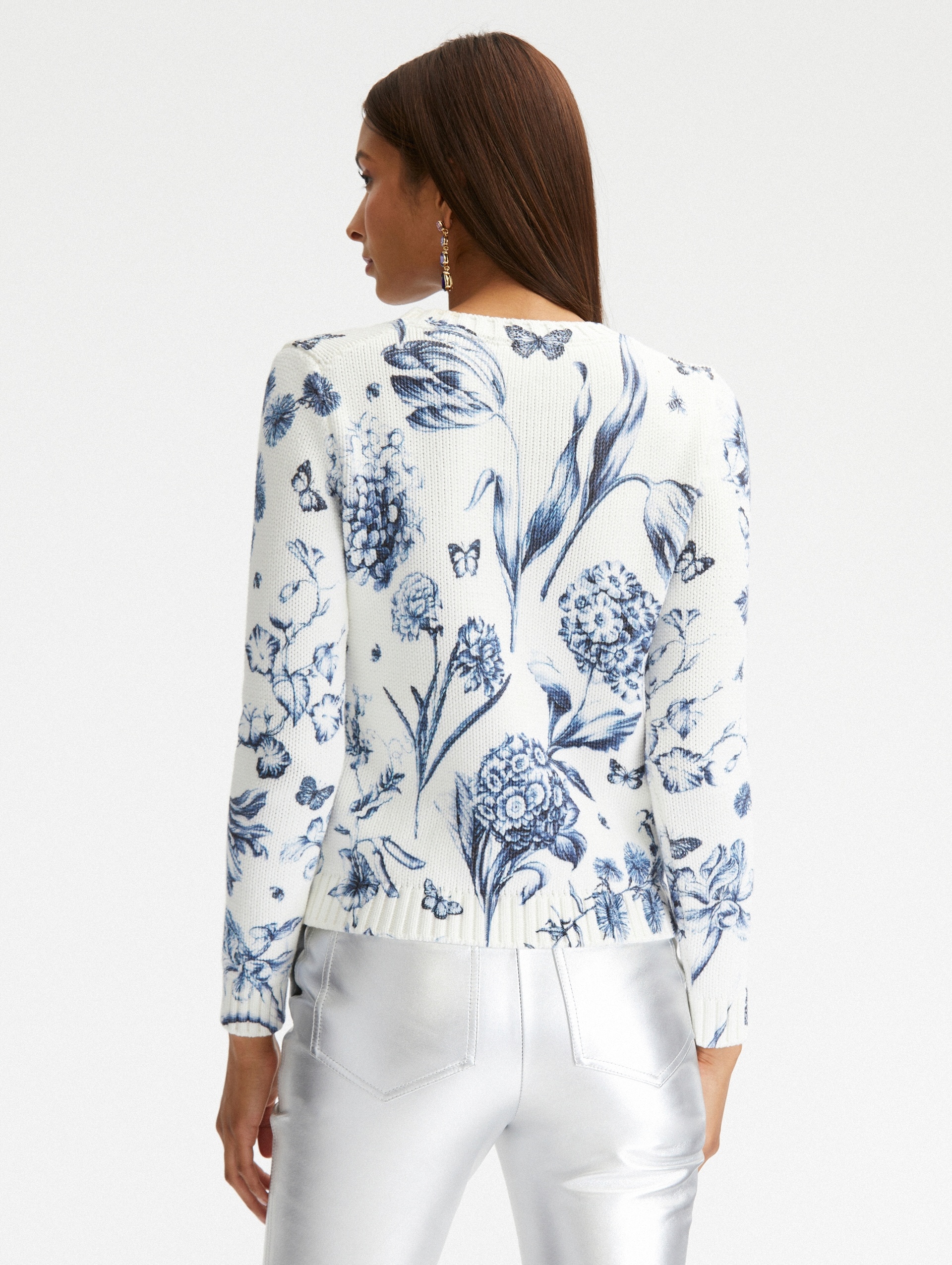 FLORAL TOILE PRINTED COTTON PULLOVER - 4