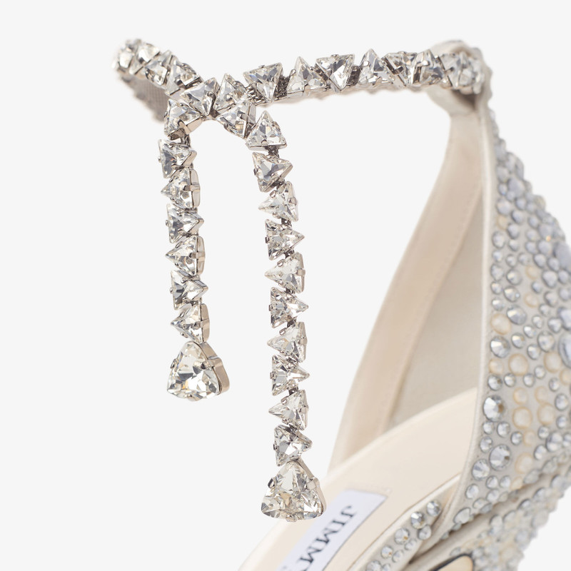 Stevie 100 Ivory Satin Crystal Pumps 4