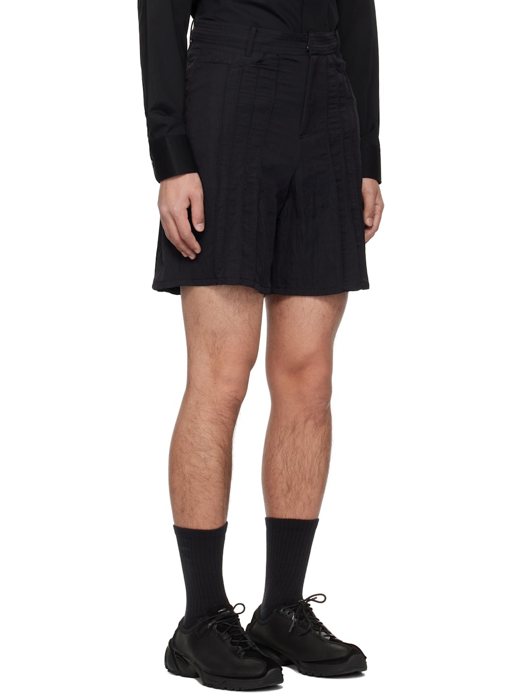 Black Pin Tuck Shorts - 2