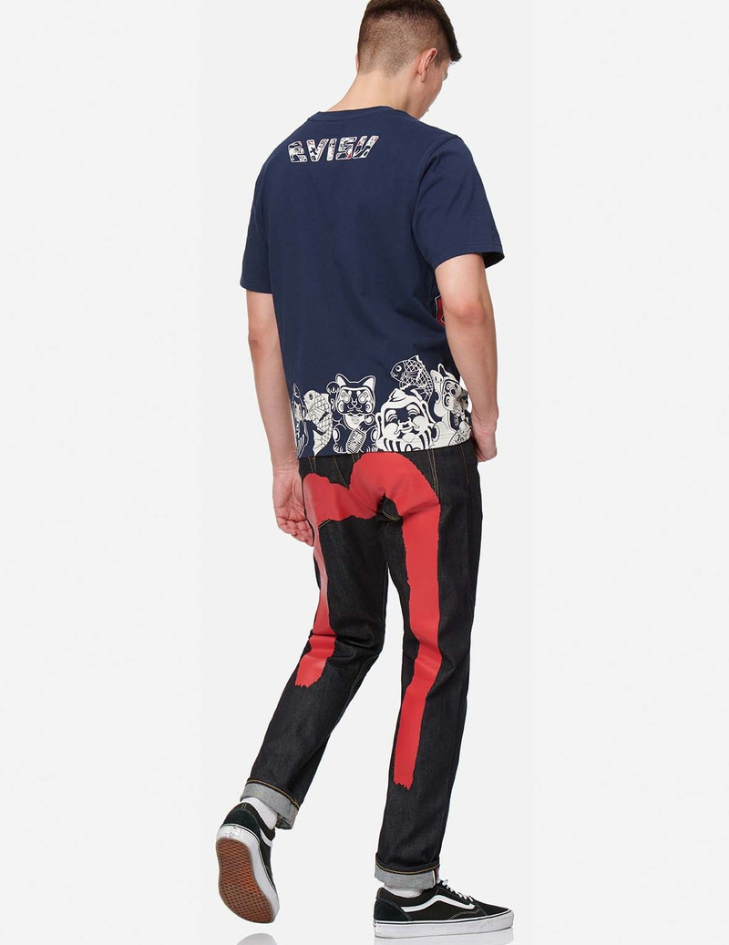 RED BRUSHSTROKE DAICOCK SLIM STRAIGHT FIT JEANS #2010 7