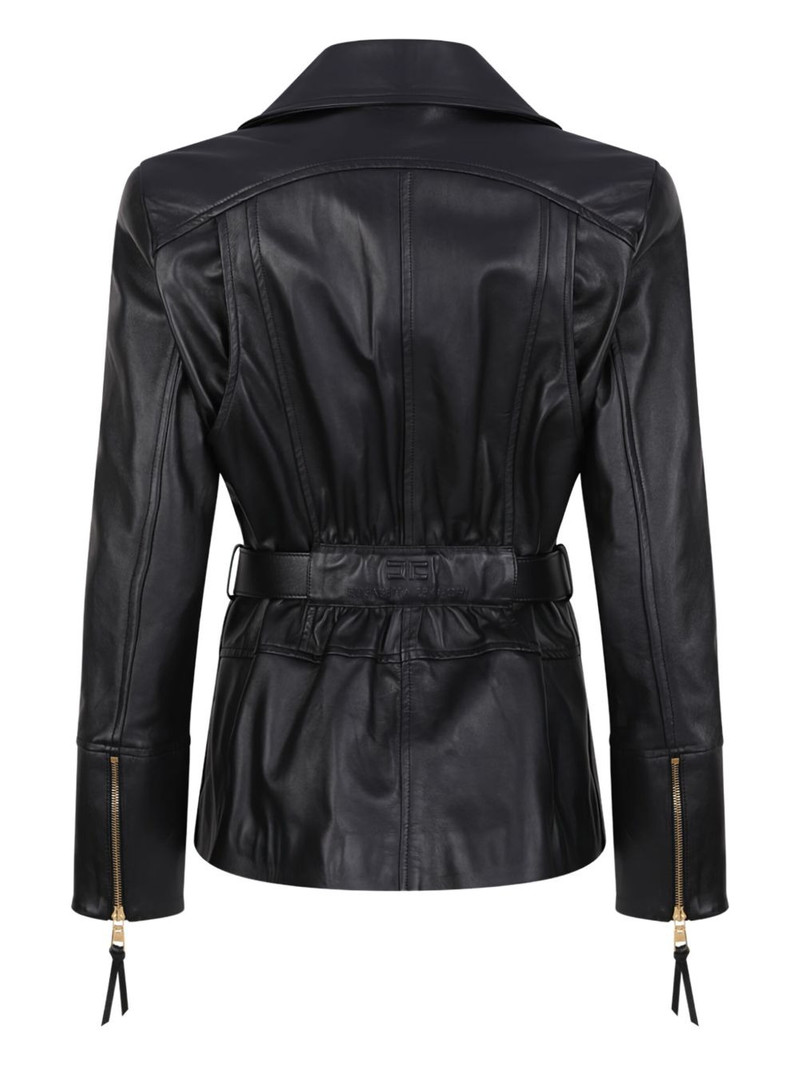 ELISABETTA FRANCHI belted leather jacket outlook