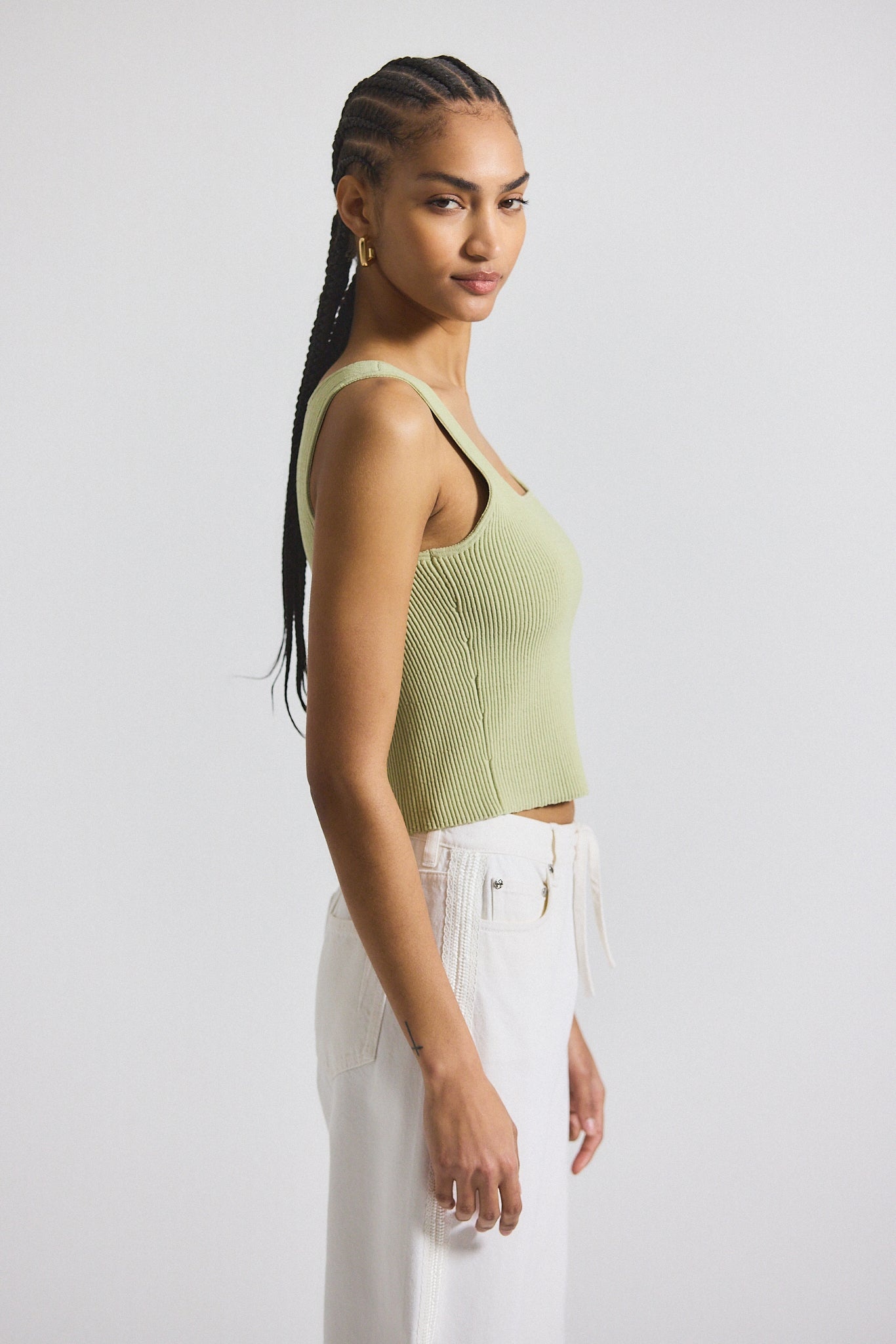 SAIN RIB KNIT SWEATER TANK - 3