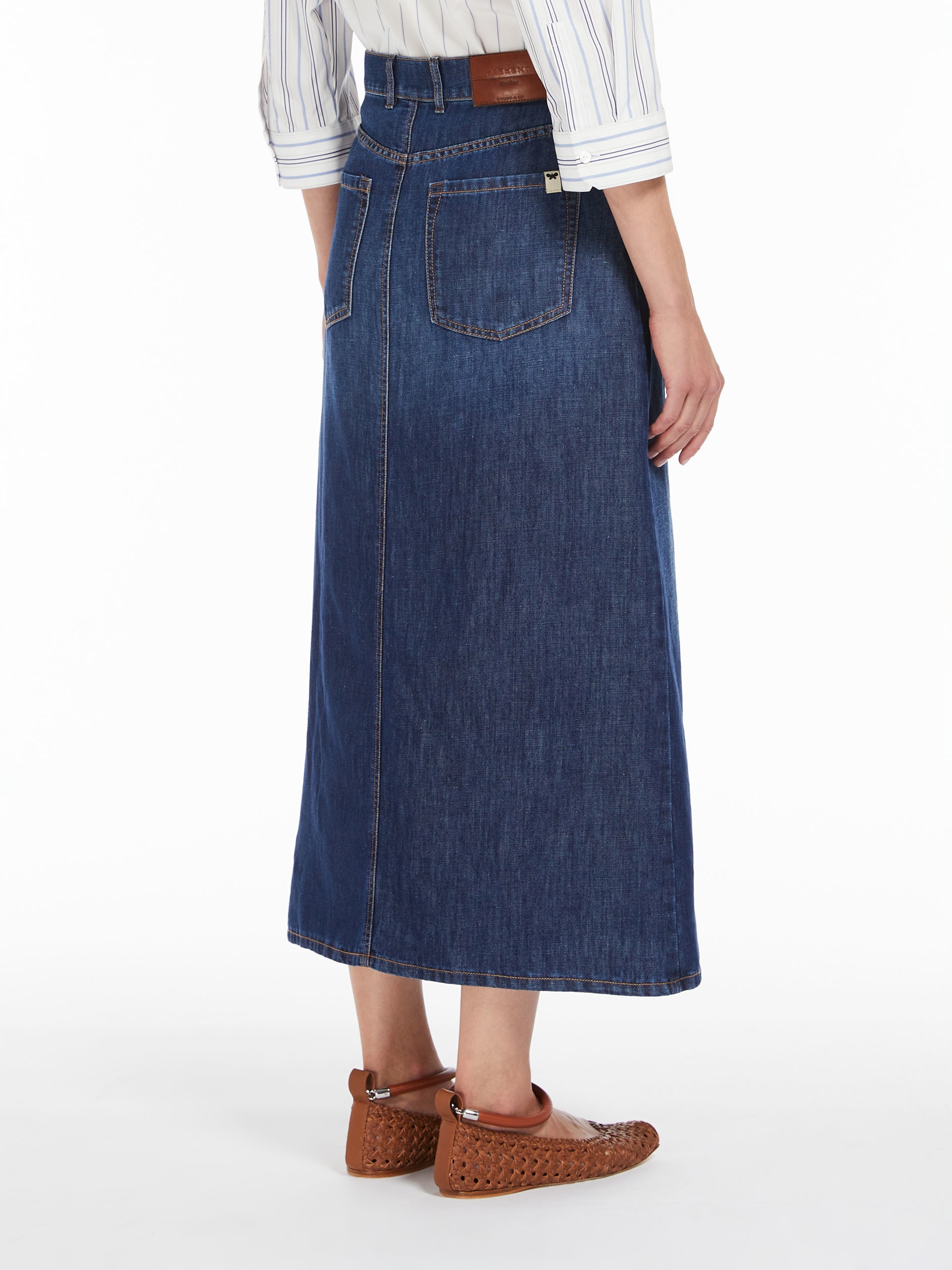 GELADA Cotton denim and linen skirt - 4