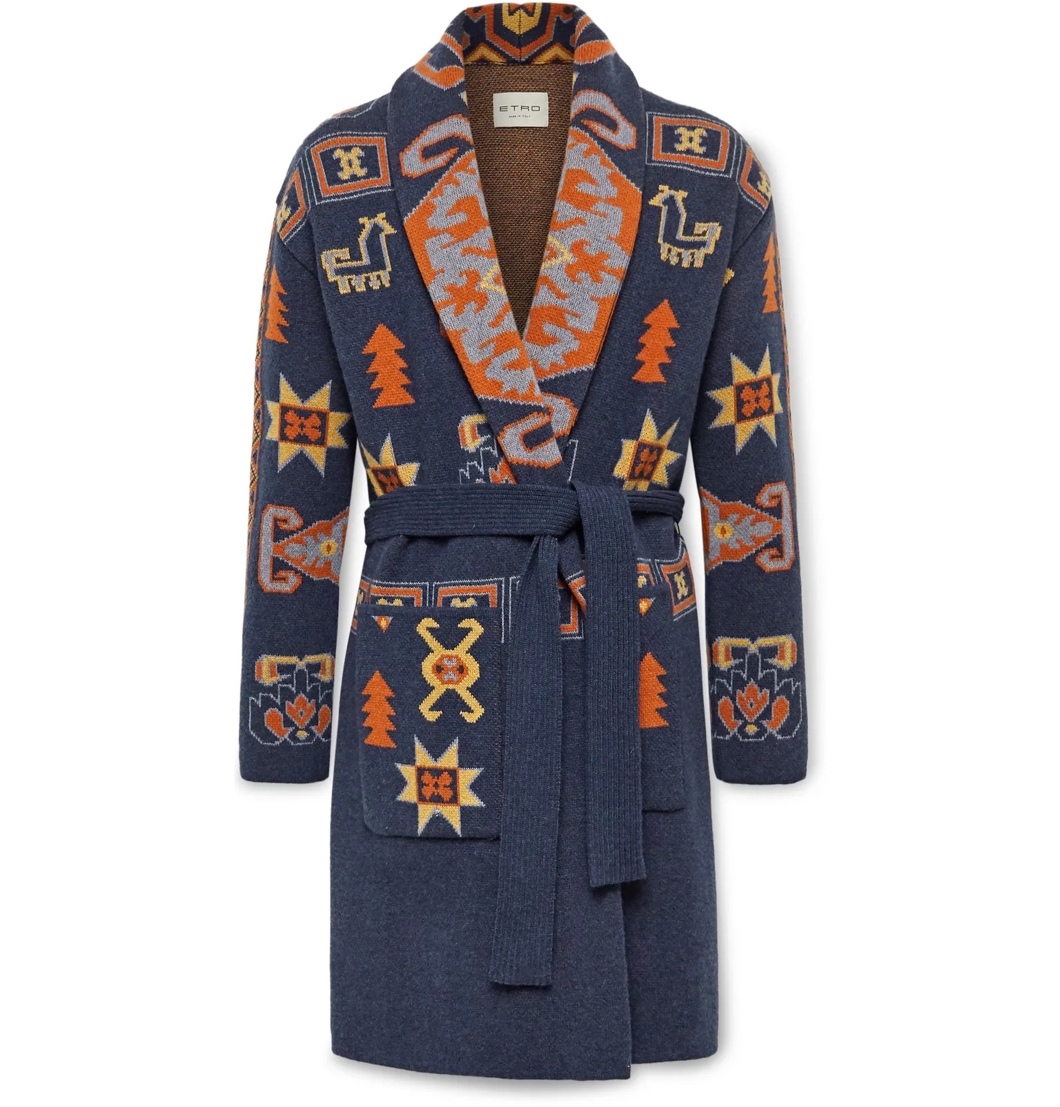 Belted Wool-Jacquard Cardigan - 1