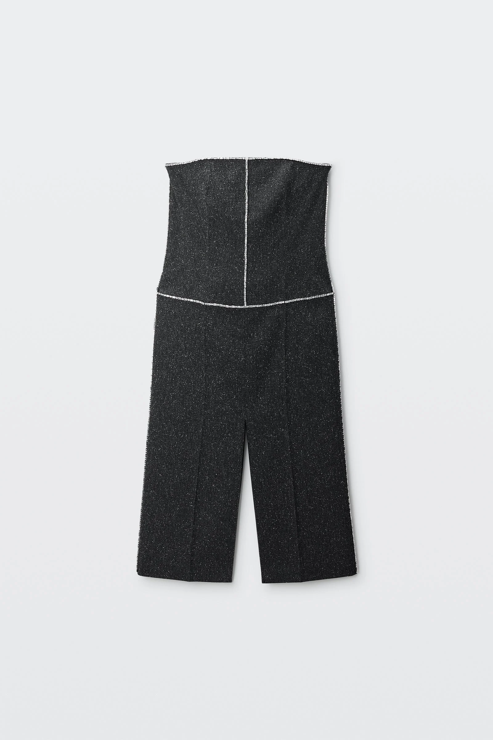 tweed strapless dress with crystal trim - 1