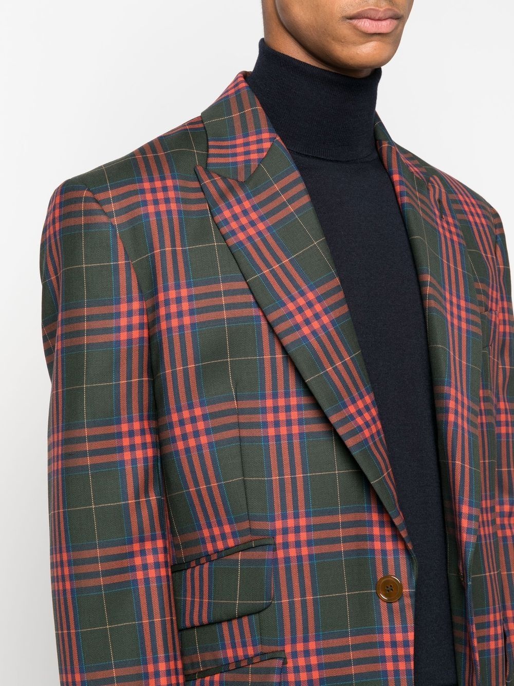 checked virgin wool blazer - 5