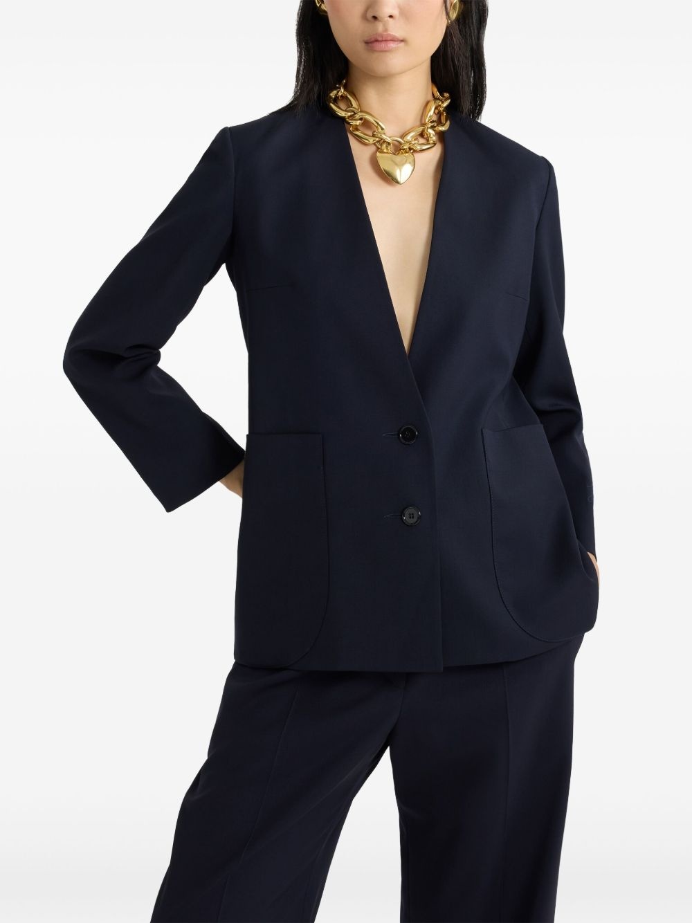 collarless twill jacket - 4