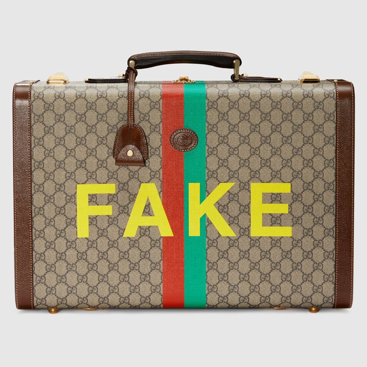 'Fake/Not' print medium suitcase - 1