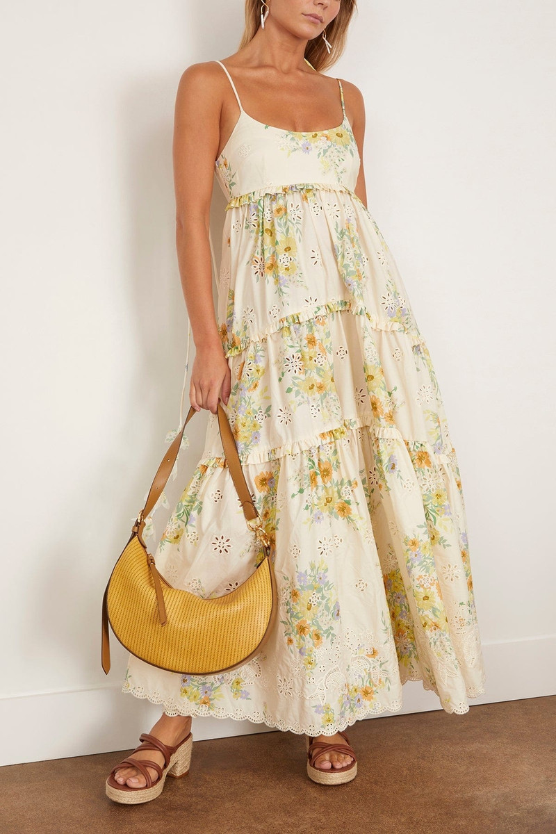 ALÉMAIS Juliette Tiered Midi Dress in Cream outlook