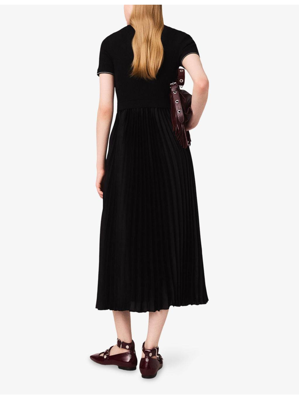 Polo-Collar Knitted and Woven Maxi Dress - 4