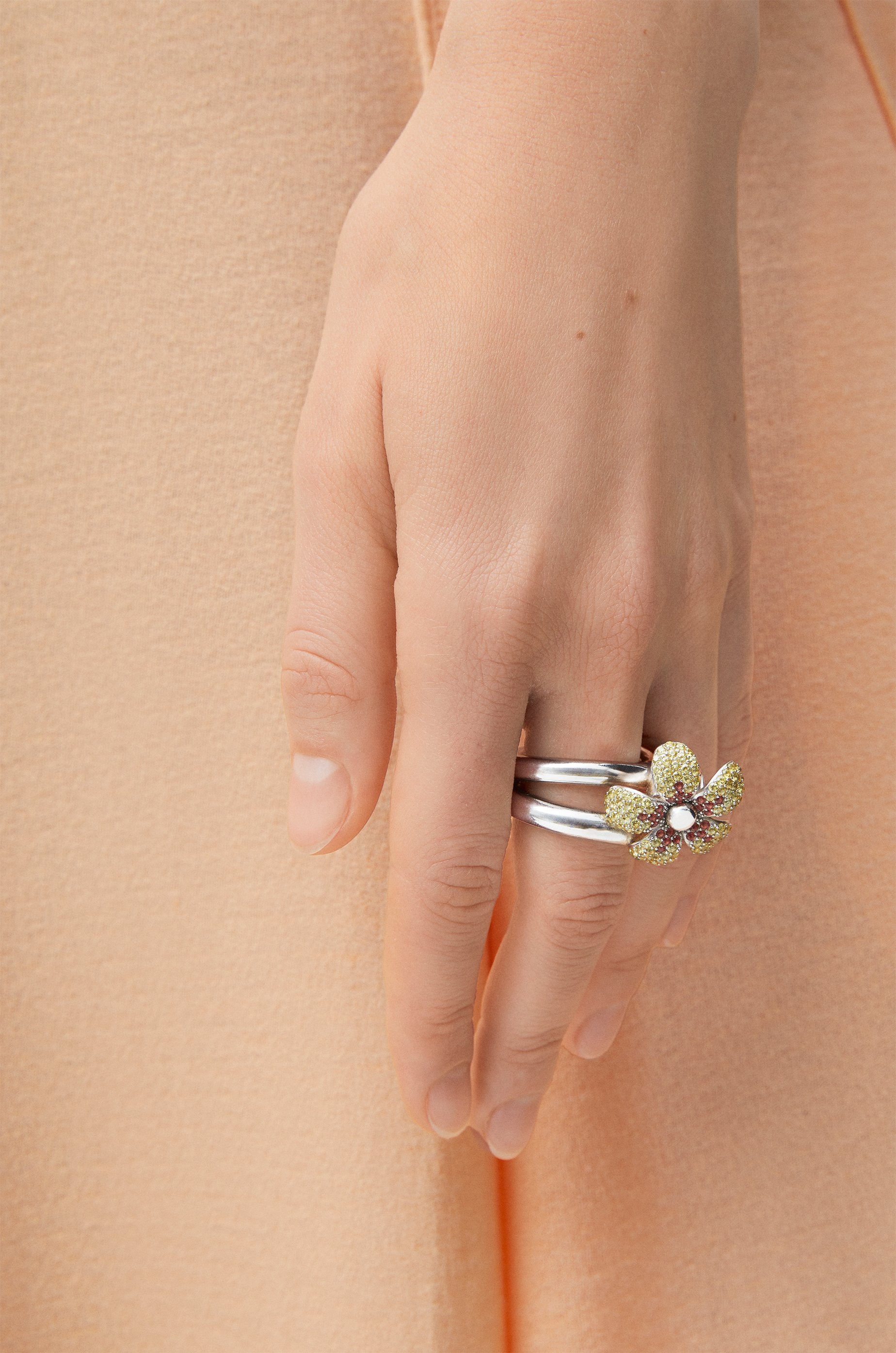 Flor ring in sterling silver and crystals - 2