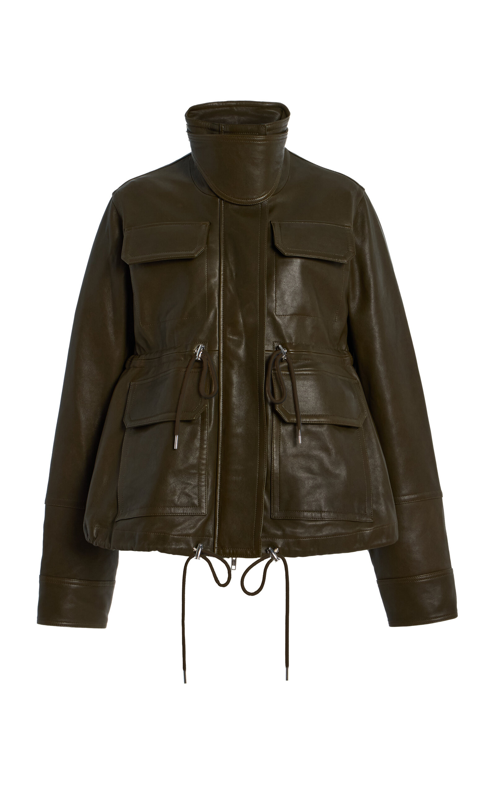 Leather Military Jacket olive - 1
