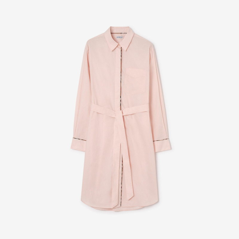 Check Trim Cotton Shirt Dress 1