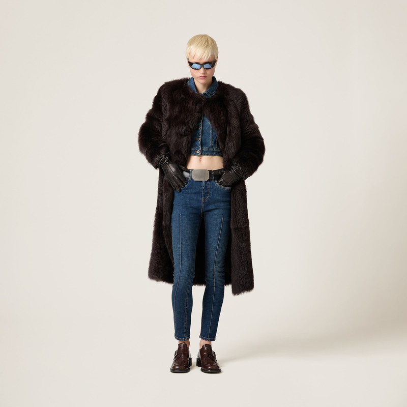 Miu Miu Cropped stretch denim jacket outlook