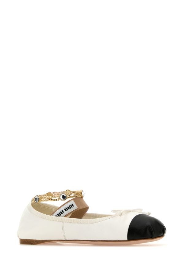 Miu Miu Woman White Leather Ballerinas - 2