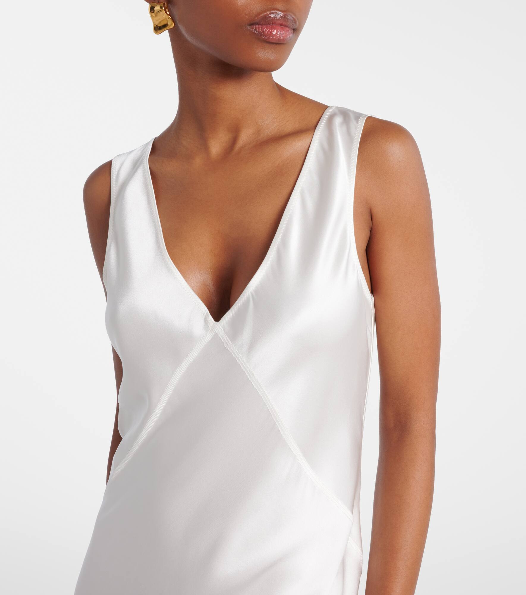 Bordeaux silk satin slip dress - 4