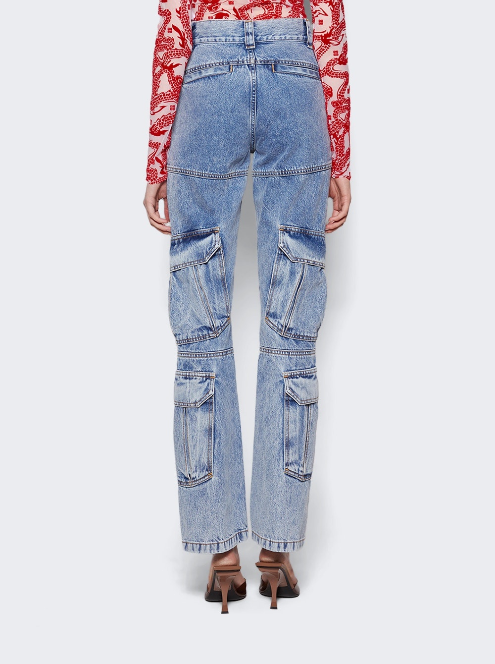 Cargo Boot Cut Jeans Light Blue - 5