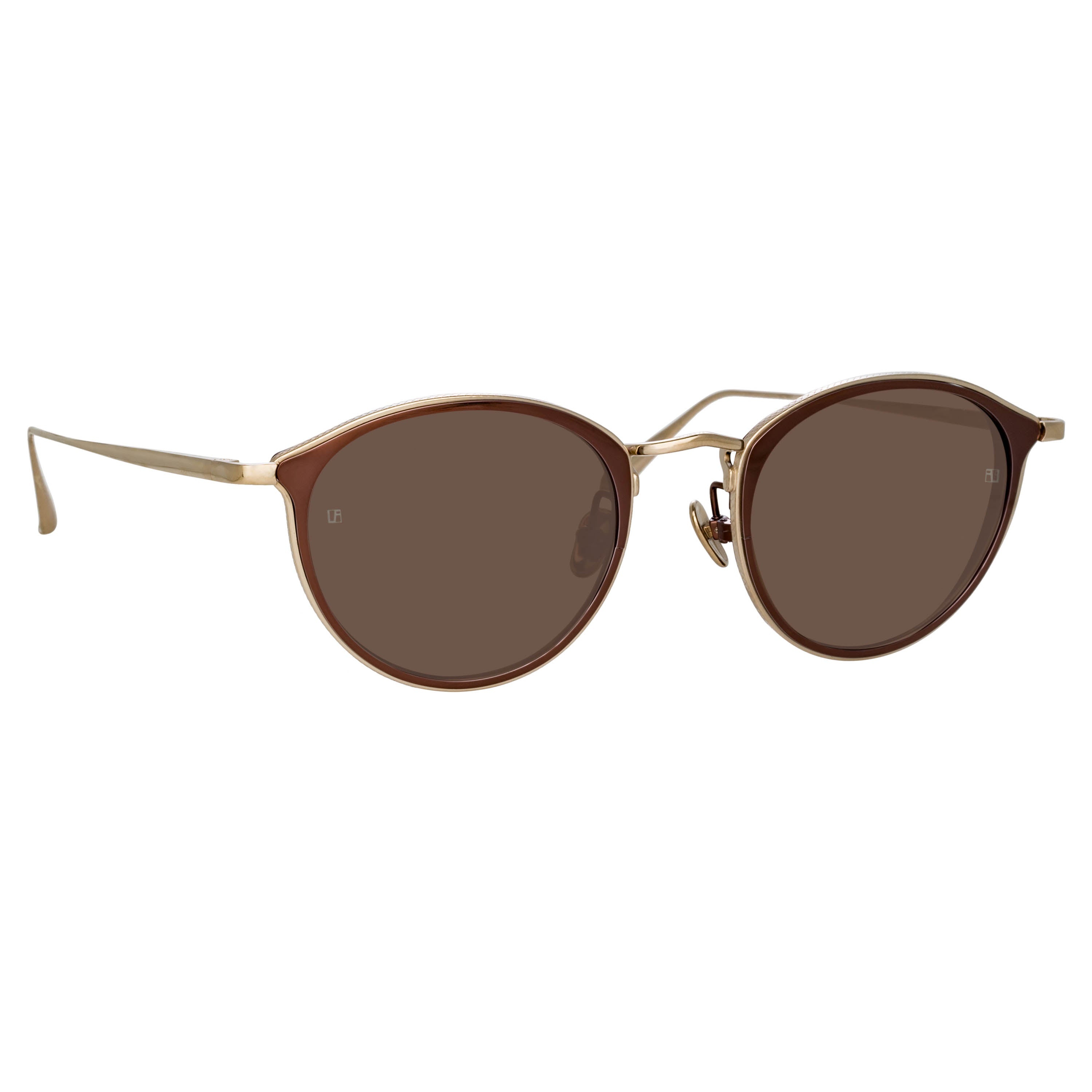 LUIS OVAL SUNGLASSES IN LIGHT GOLD AND BROWN - 3