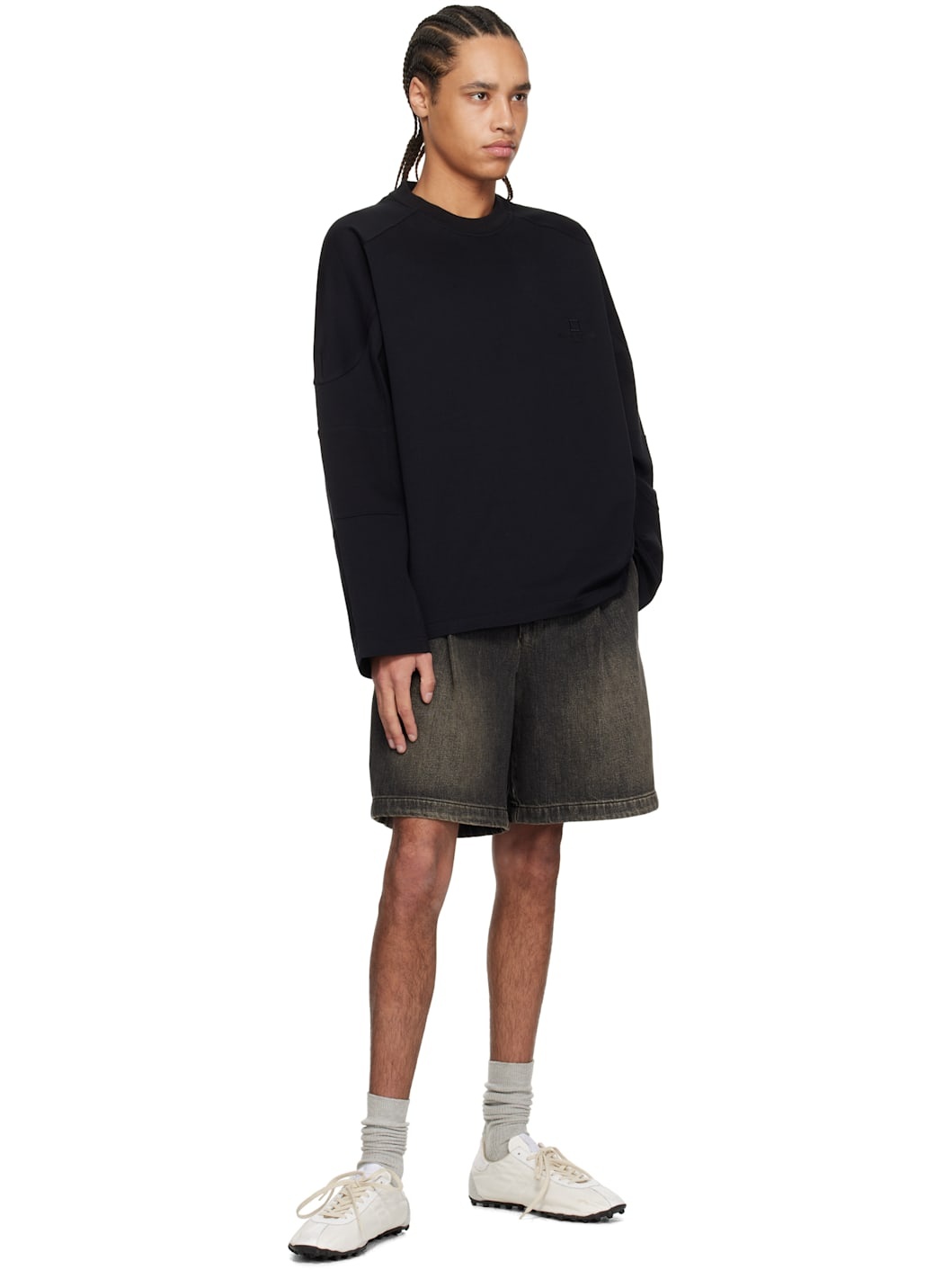 Black Shoulder Cut Long Sleeve T-shirt - 4