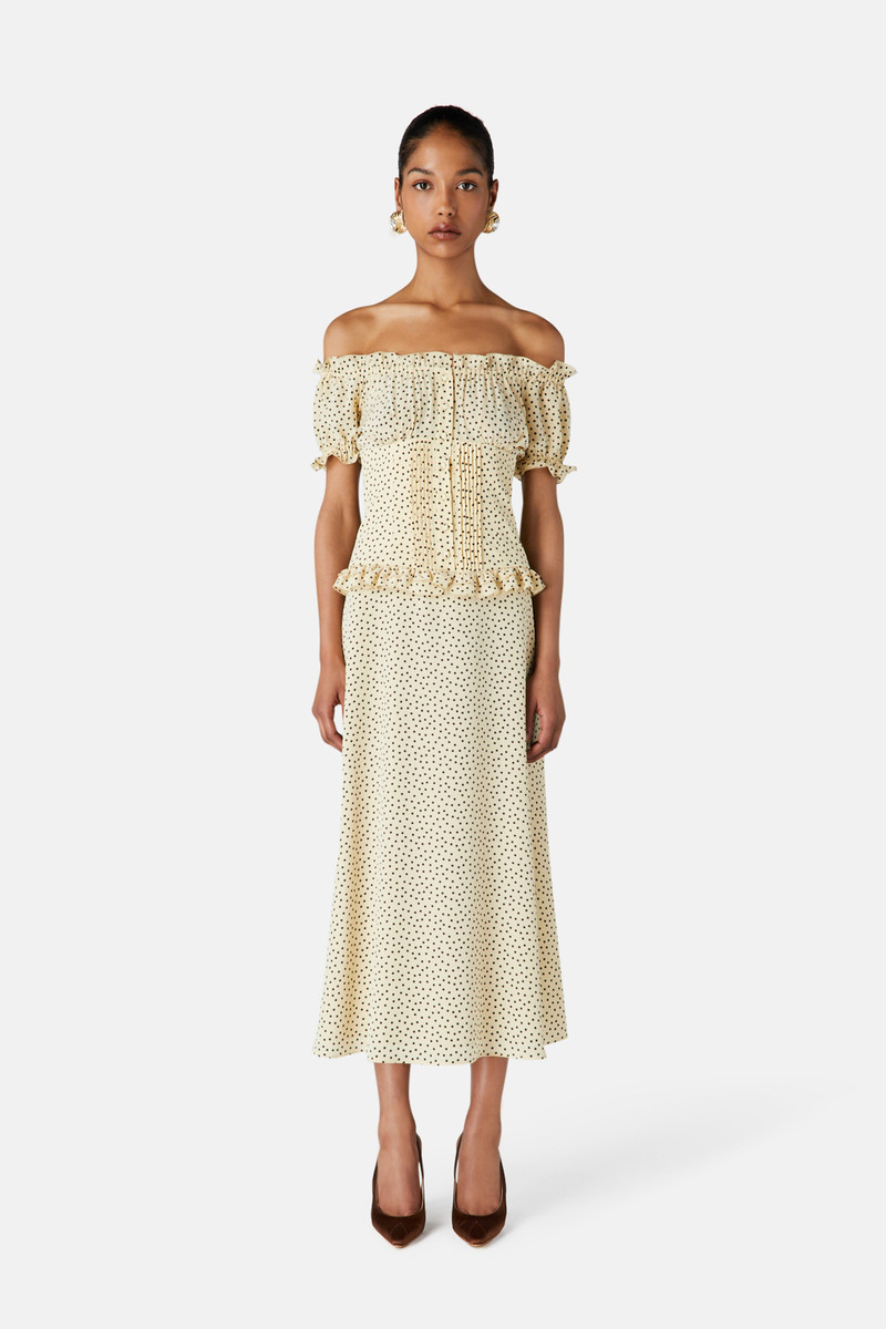 Alessandra Rich POLKA DOT OFF THE SHOULDER DRESS outlook