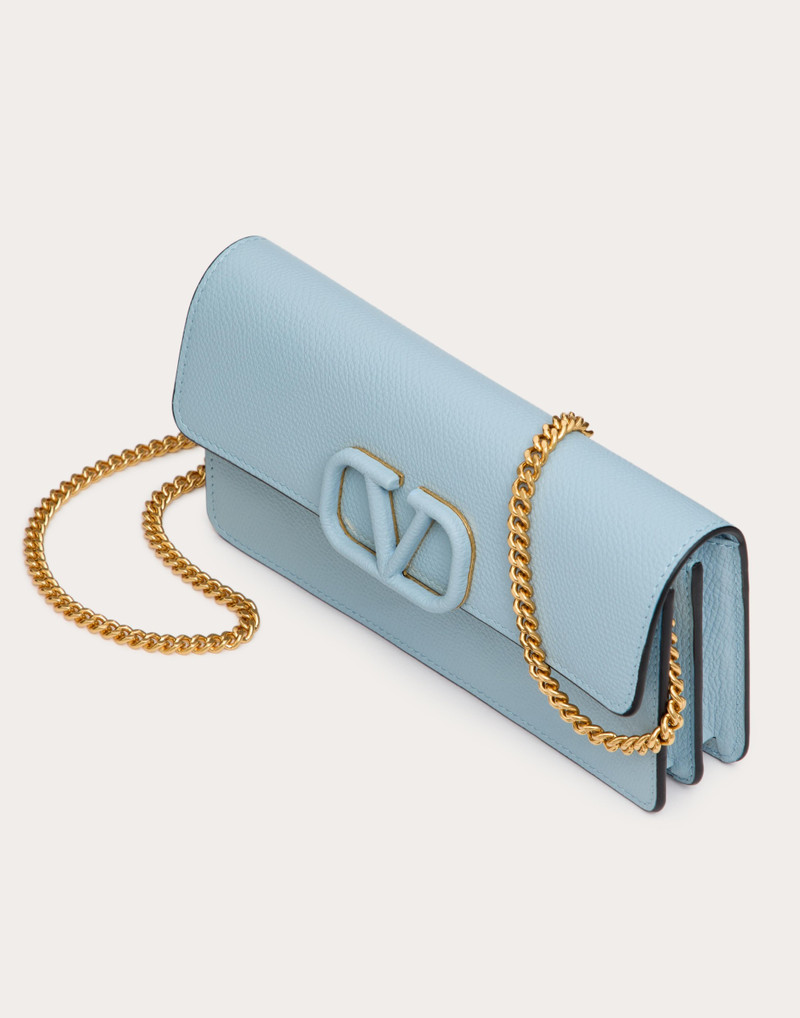 VLOGO SIGNATURE GRAINY CALFSKIN WALLET WITH CHAIN 6
