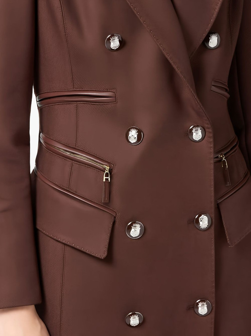 enamelled-button double-breasted coat 5