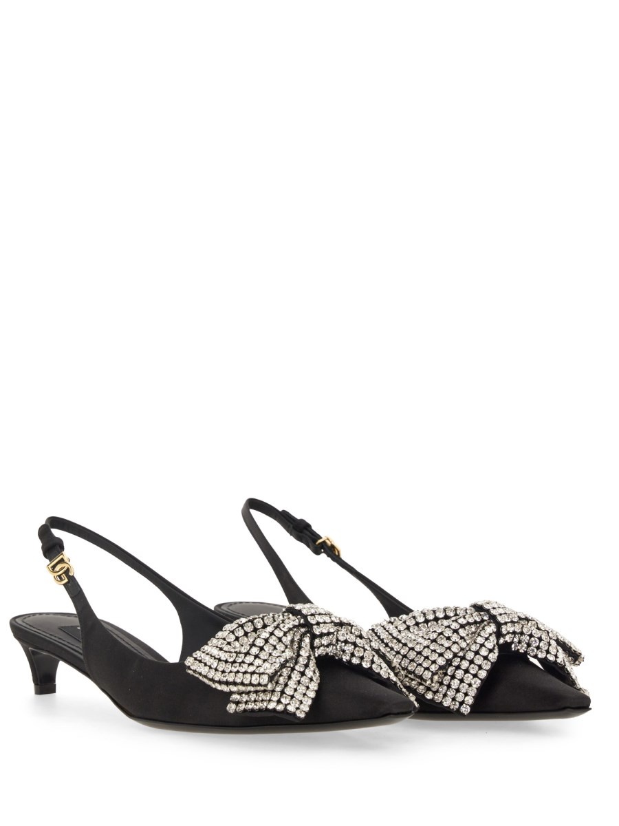 SATIN SLING-BACK WITH RHINESTONE EMBROIDERY - 2
