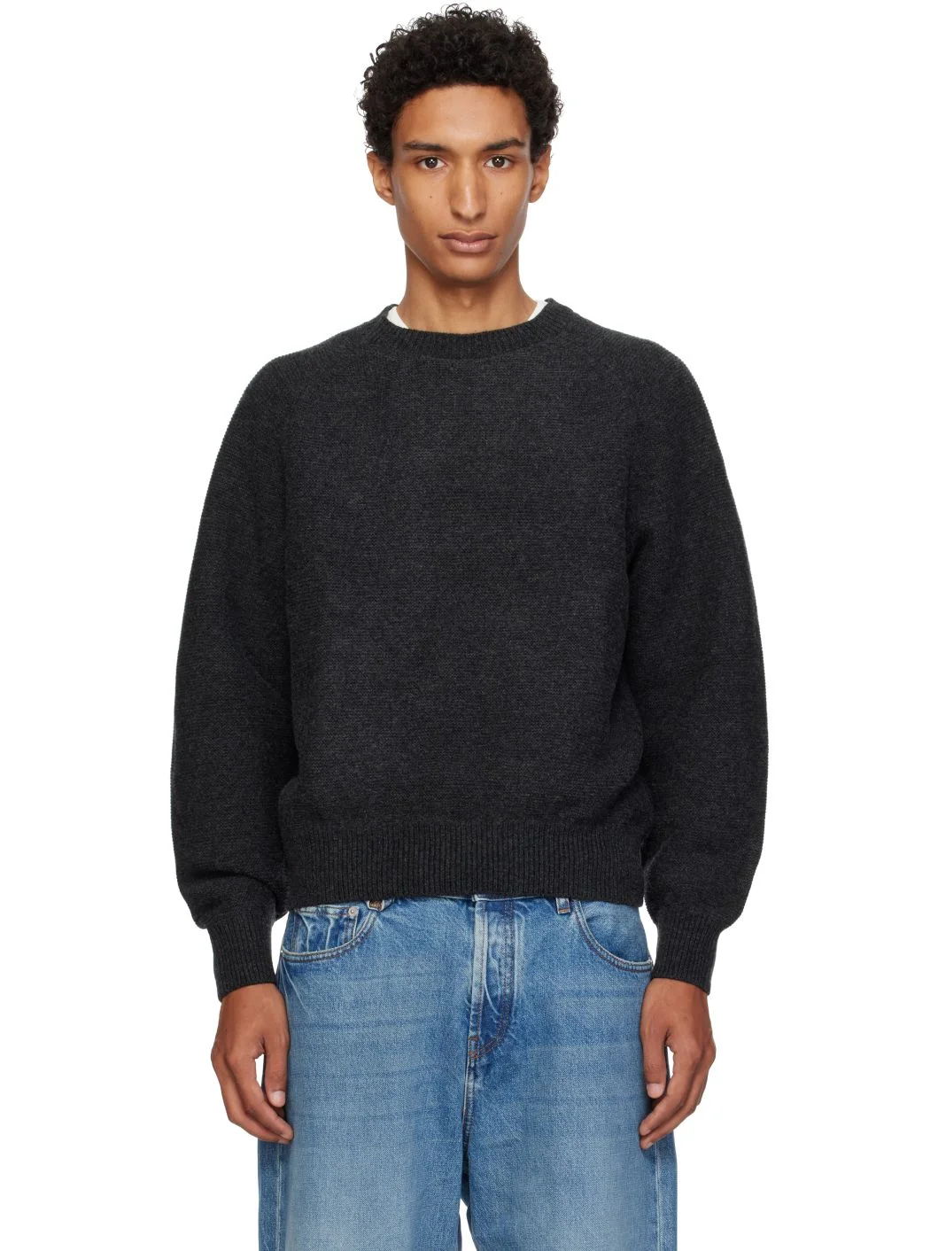Gray Raglan Link Sweater - 1