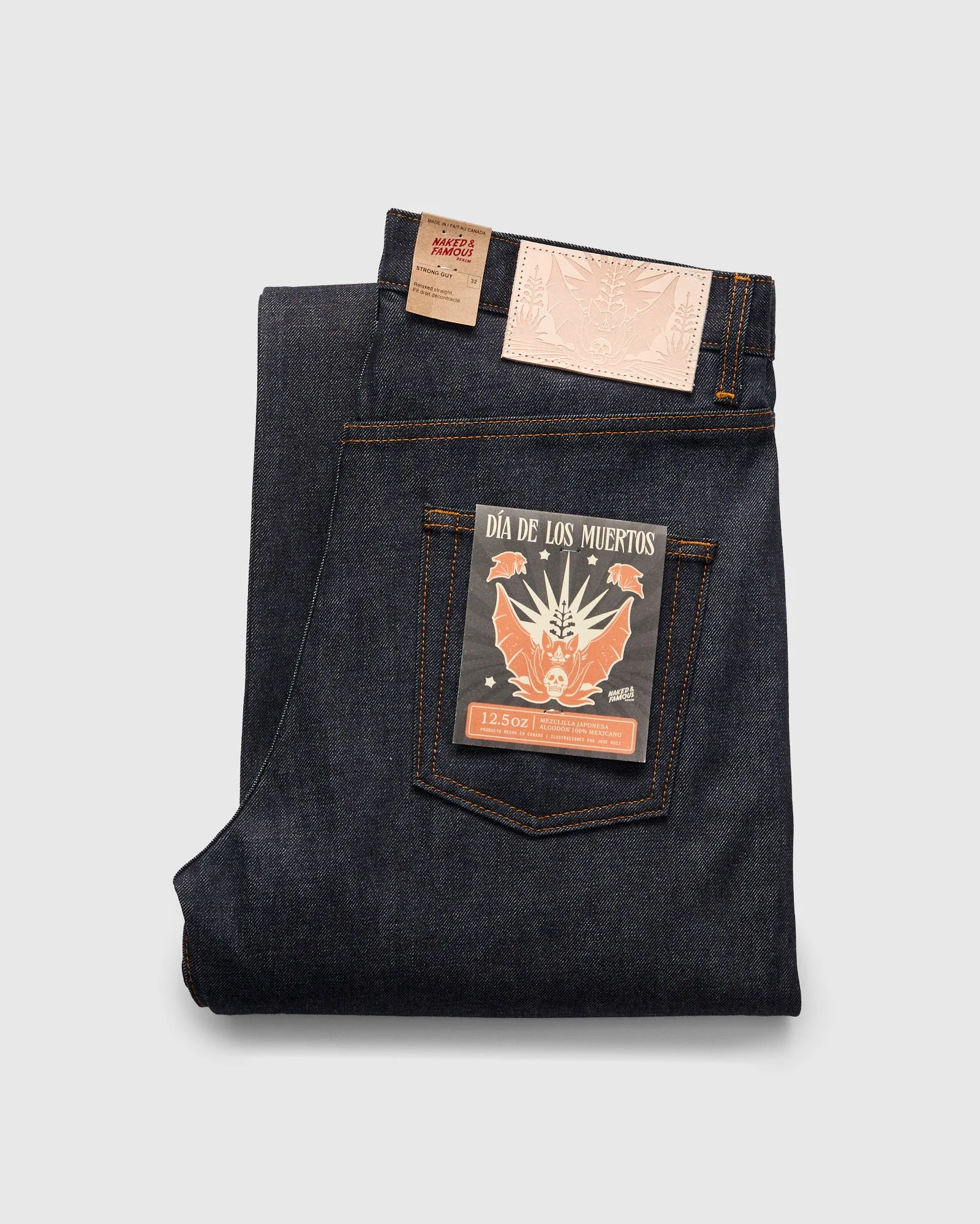 "Dia De Los Muertos Bat" 12.5oz Selvedge Denim - Strong Guy Fit - 1