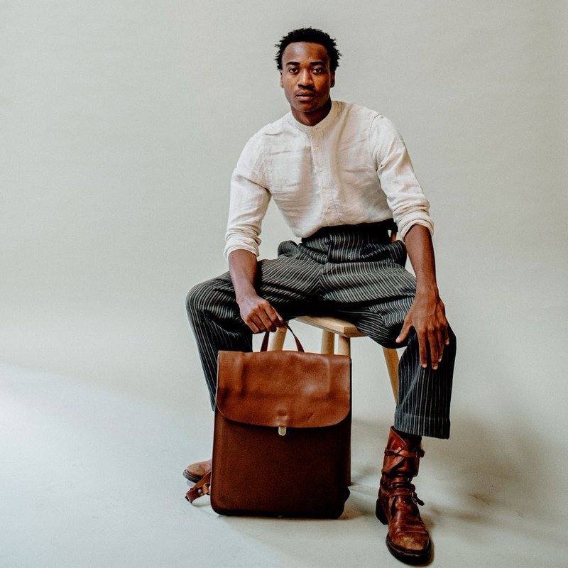 ARLO LEATHER BACKPACK - AMBER BROWN 6
