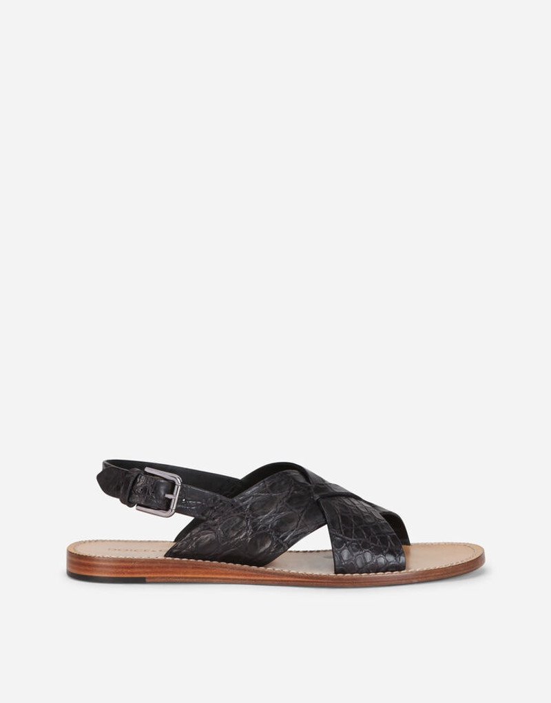 Hand-polished crocodile flank leather sandals 1