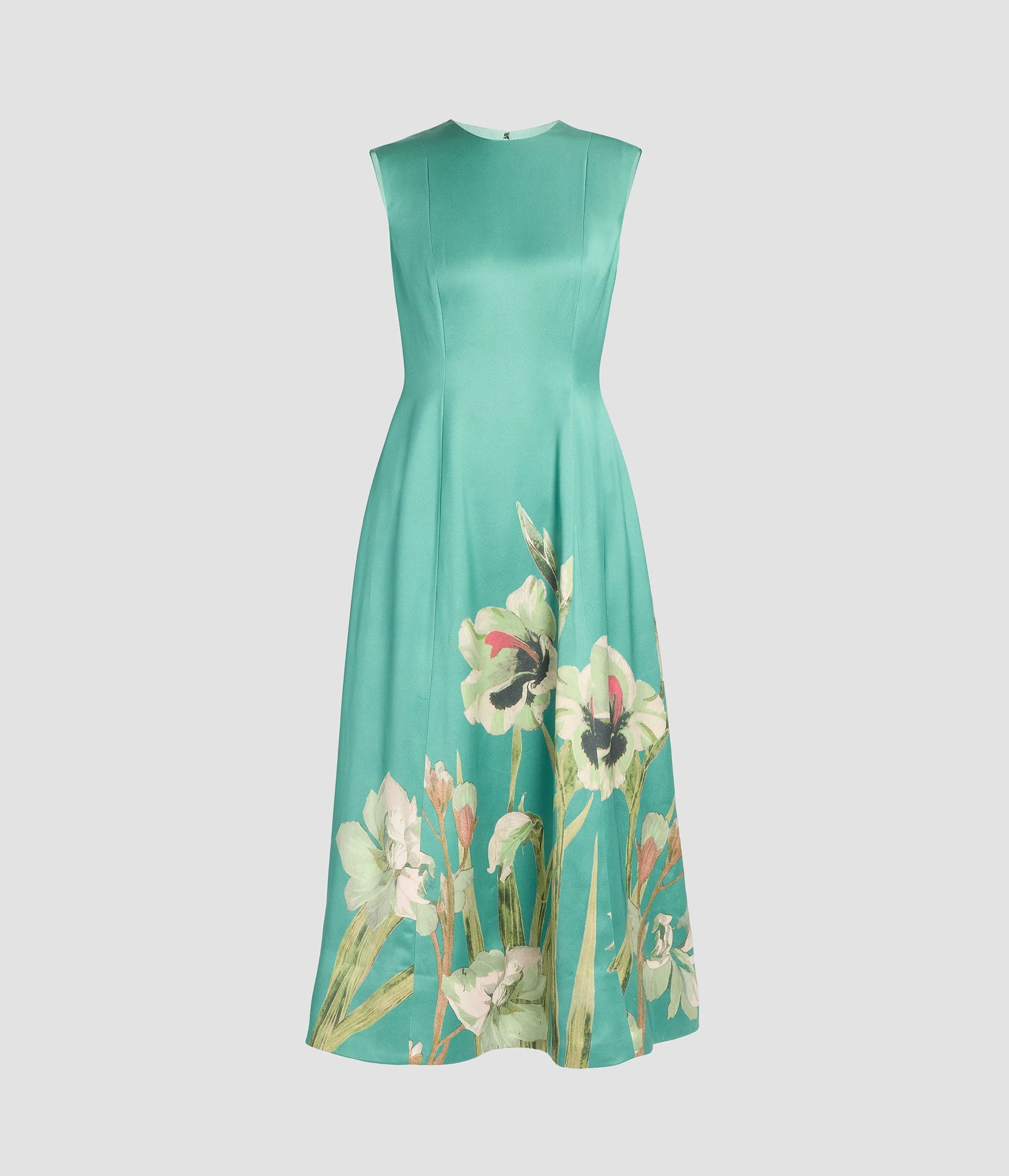 FLORAL DUCHESS SLEEVELESS MIDI DRESS - 1