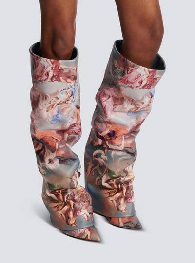 Balmain Ariel boots in Sky print leather outlook