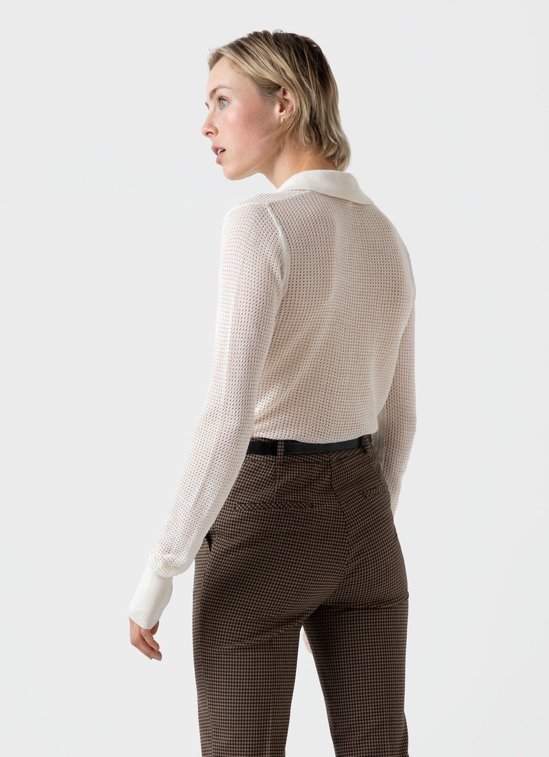 Edie Campbell Open Knit Silk Polo 4