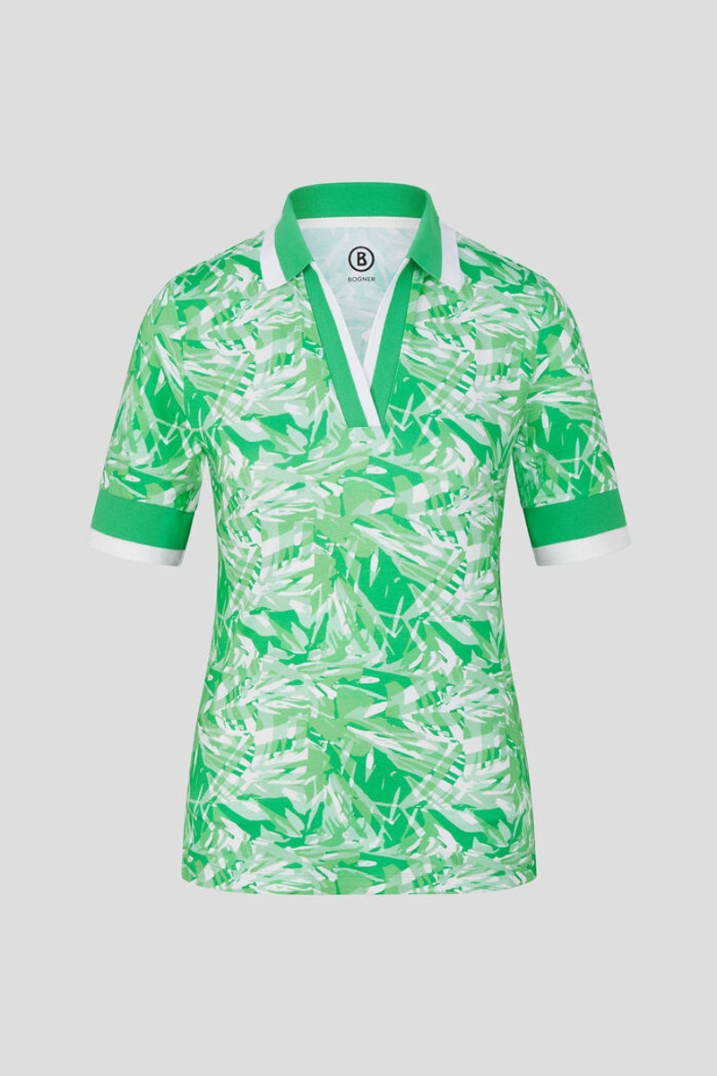 Elonie Functional polo shirt in Green/White 1