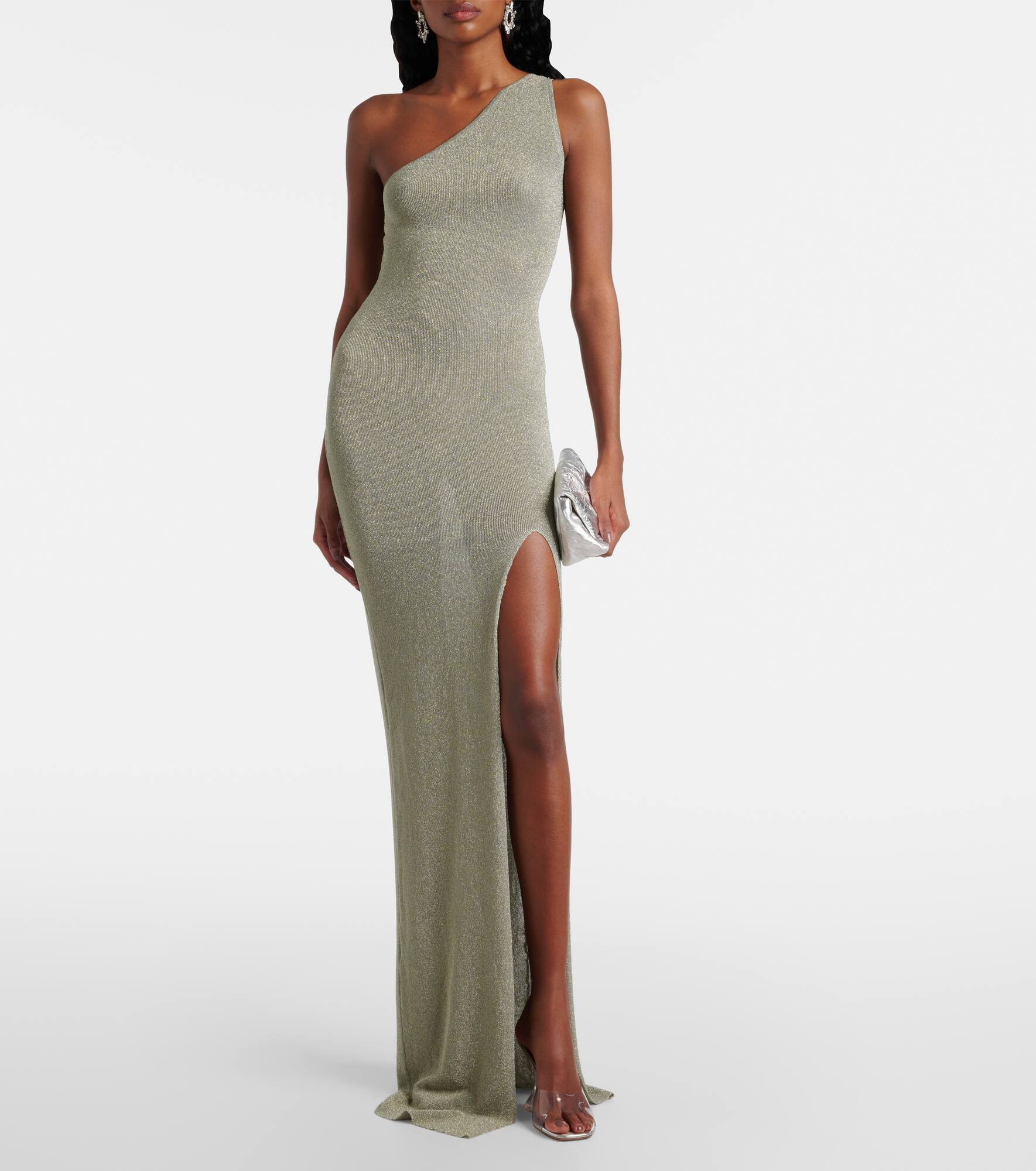Draped one-shoulder maxi dress - 6
