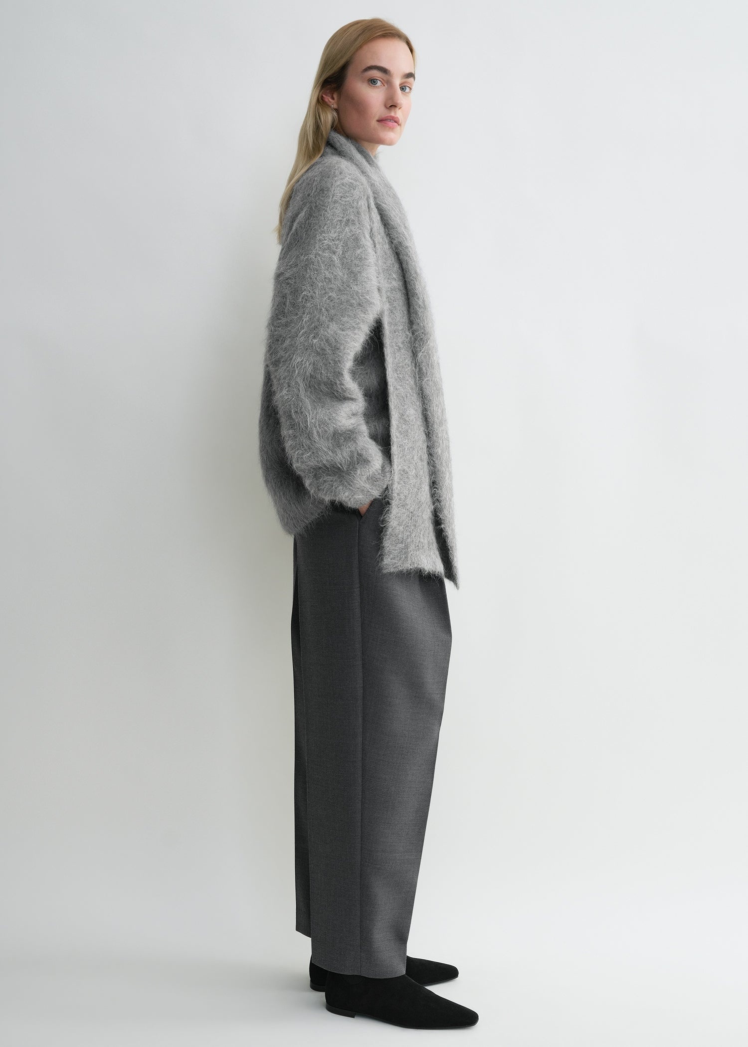 Draped-scarf knit grey melange - 3